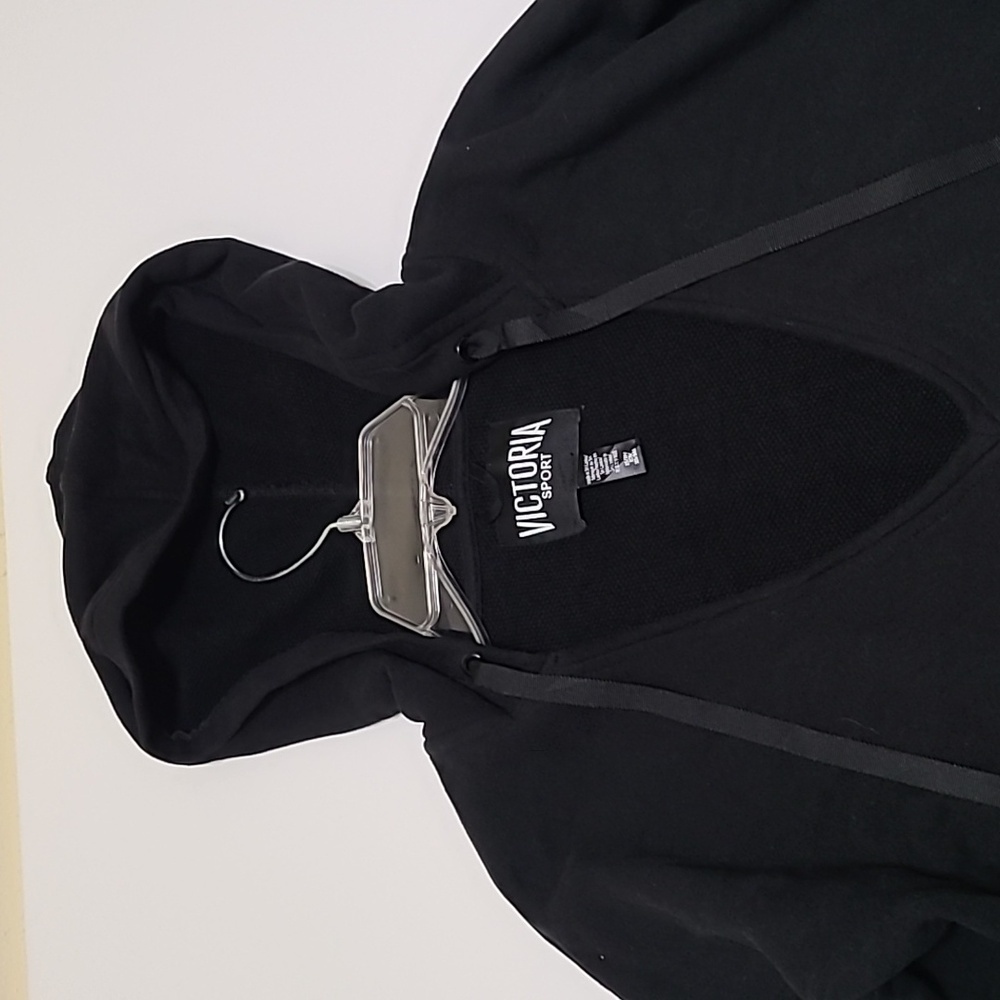 VICTORIA SPORT Women's Black Plunge‎ V-Neck Long Sleeve Hoodie - Size XS
